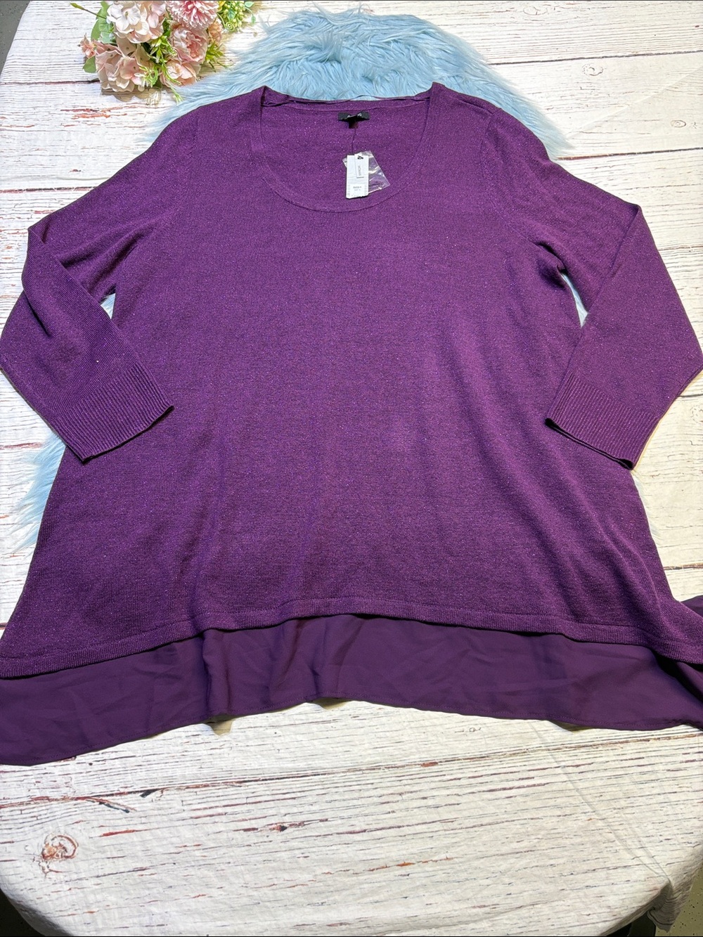 NWT Apt. 9 Purple Sparkle Long Sleeve Sweater Top sz 1X
